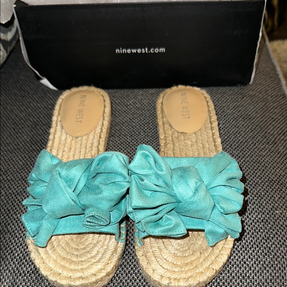 Nine West Women's Teal Slide Sandals